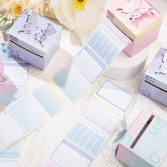 48 pcs/Set Butterfly Sticky Full Adhesive Notes Roll Tape with Pull Out Dispenser Box