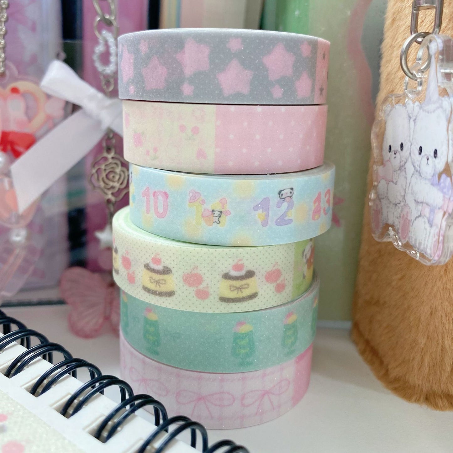 Kawaii Japanese Spring Series Glitter Tape - 1.2 x 300 cm, 1 Roll