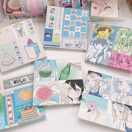 Kawaii Stationery Japanese Summer Patchwork Memo Pad - 50 sheets, 1 unit