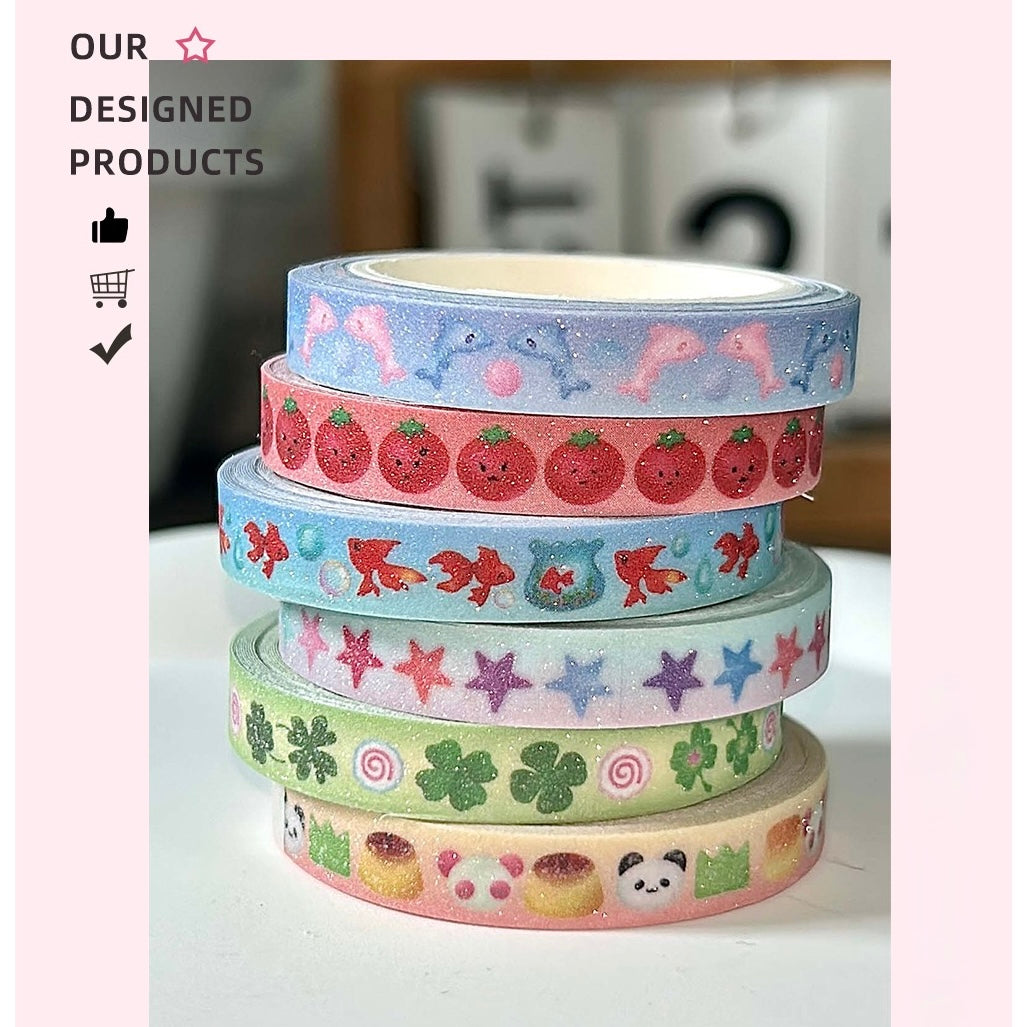 Kawaii Japanese Glitter Washi Tape - 0.7 x 300 cm, 1 Roll