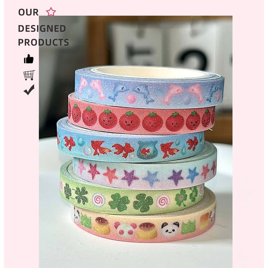 Kawaii Japanese Glitter Washi Tape - 0.7 x 300 cm, 1 Roll