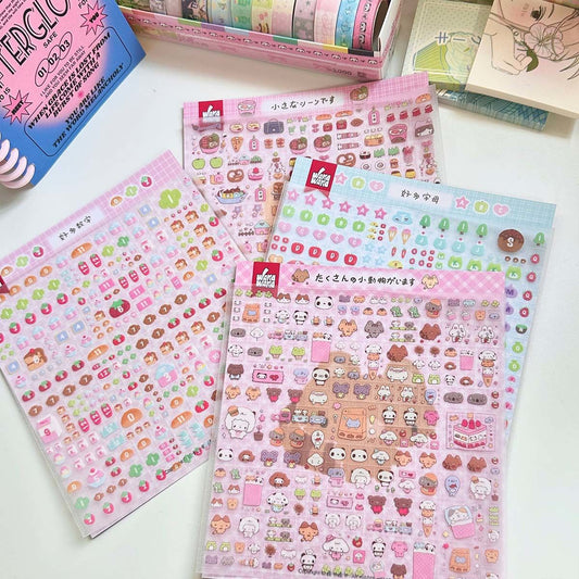 Wakawaka Glitter Square Number Alphabet Animal Food Stickers