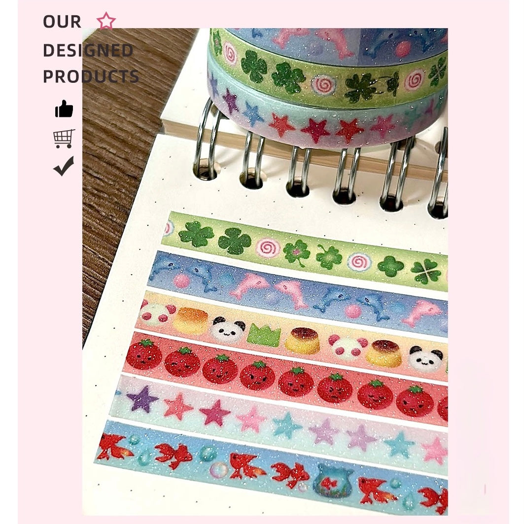 Kawaii Japanese Glitter Washi Tape - 0.7 x 300 cm, 1 Roll