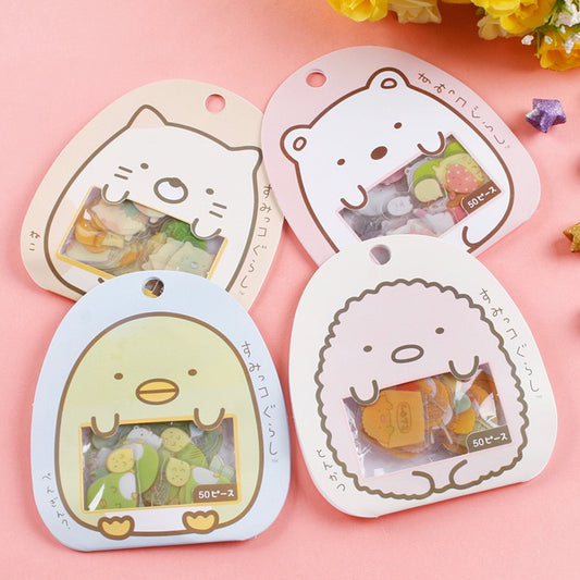 Japanese Sumikko Gurashi Cartoon PVC Sticker Bag - 50 pcs, 1 Set