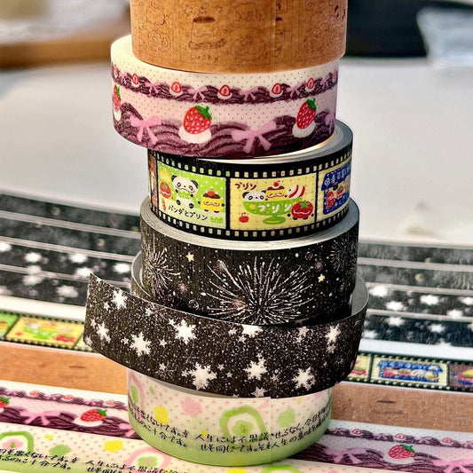 Kawaii Japanese Glitter Washi Tape - 1.5 x 300 cm, 1 Roll