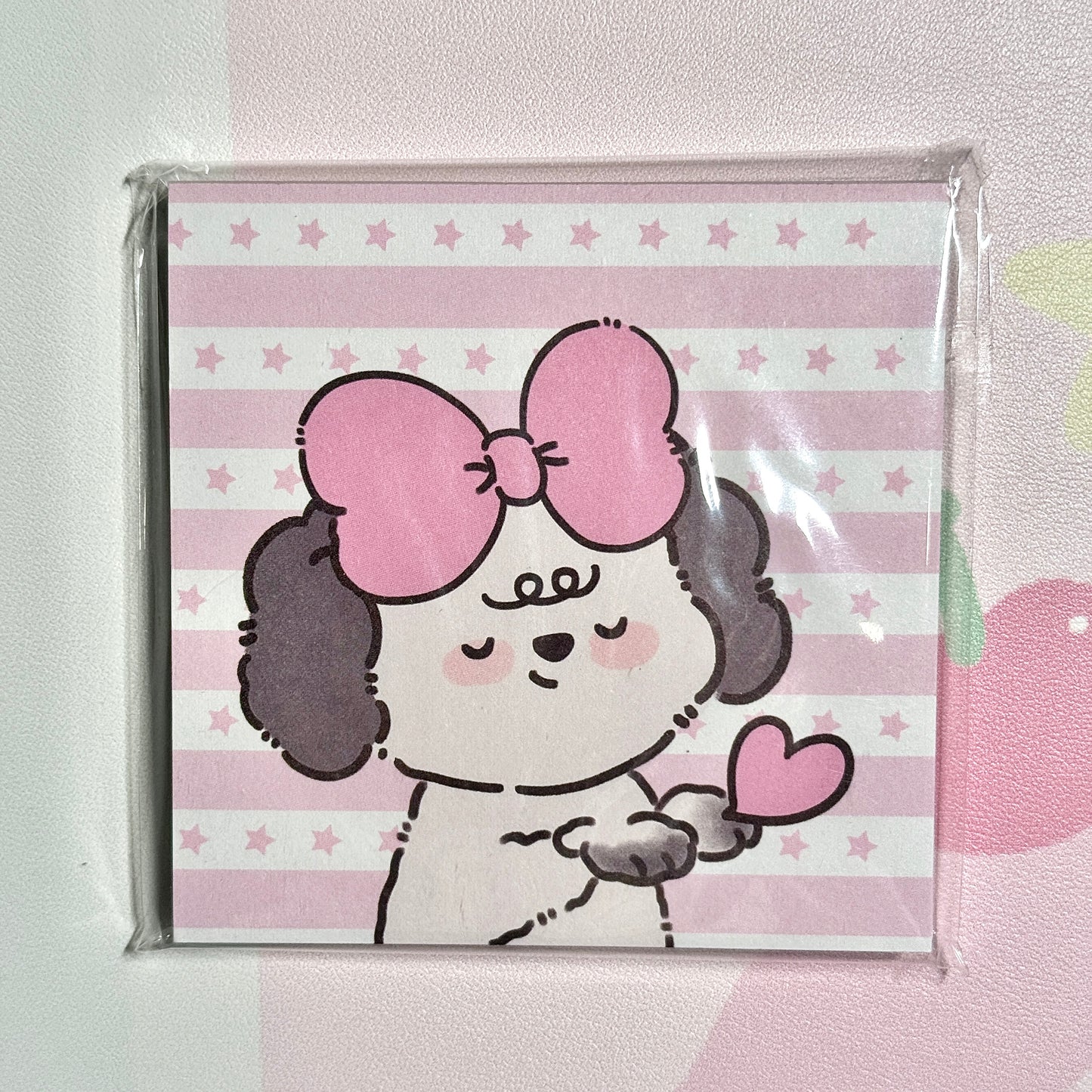 Kawaii Stationery Pink Pup Life Memo Pad - Square 3 x 3 in, 50 sheets, 1 unit