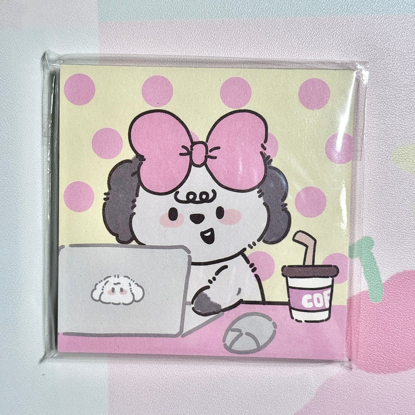 Kawaii Stationery Pink Pup Life Memo Pad - Square 3 x 3 in, 50 sheets, 1 unit