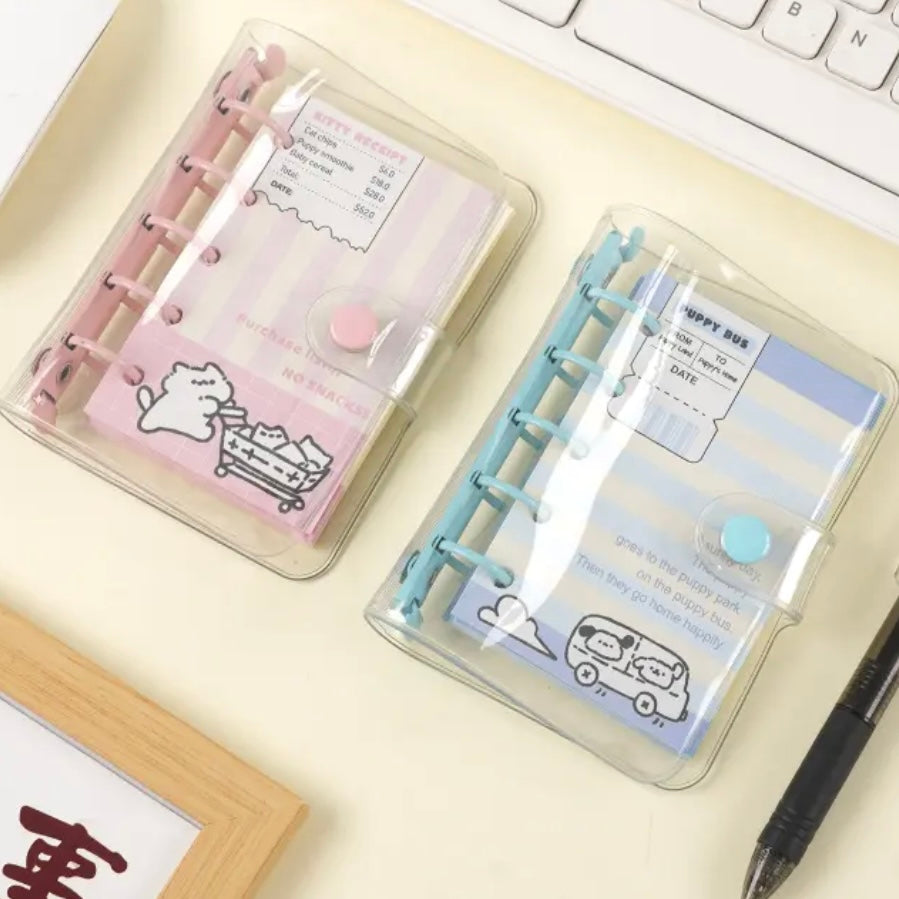 Cute M5 PVC Refillable Journal Cover & 50pcs Sheets Bundle, 5 Ring Blinds, Notebook Cover, Planner cover, Dairy Book Gift