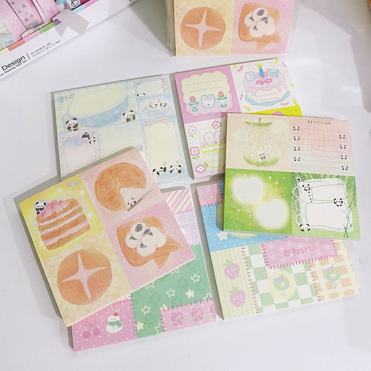 Kawaii Stationery Japanese Cartoon Patchwork Memo Pad - 50 sheets, 1 unit