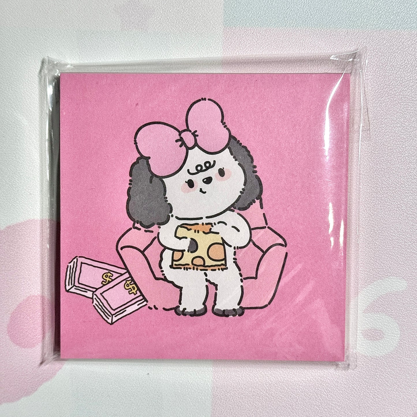 Kawaii Stationery Pink Pup Life Memo Pad - Square 3 x 3 in, 50 sheets, 1 unit