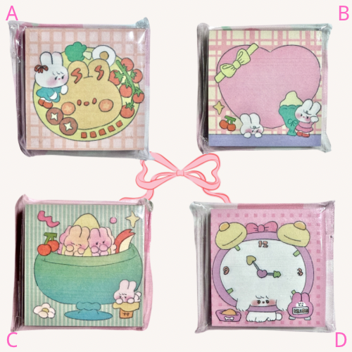 Kawaii Stationery Bunny Bento Club Mini Memo Pad - 80 sheets, 1 unit