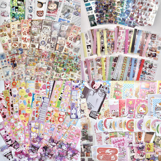 Kawaii 60pcs Stickers & Washi Tape Grab Bag