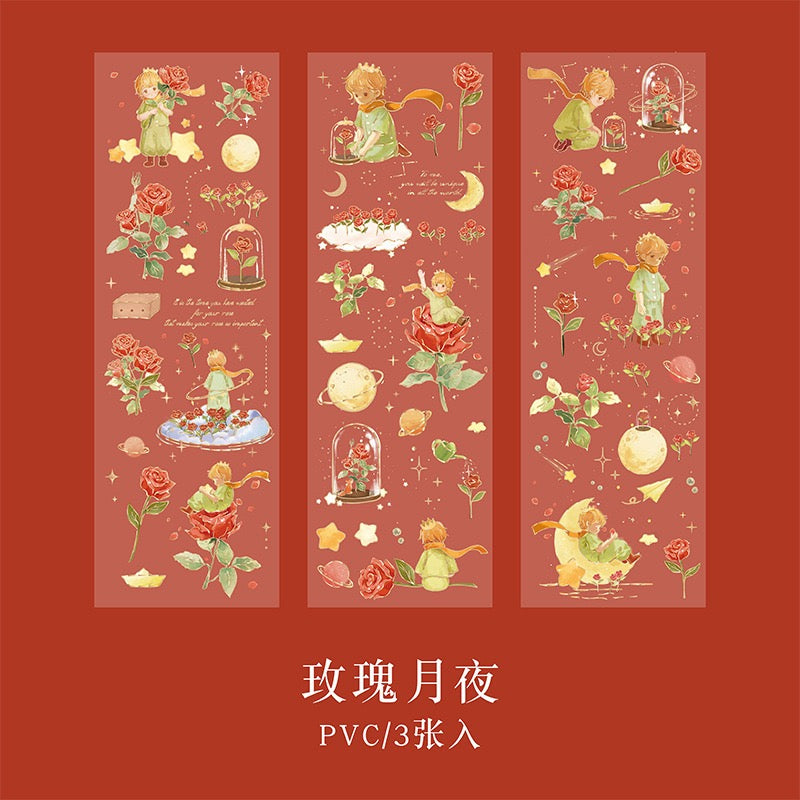 Gold Foil PVC Little Prince Stickers - 3 Sheets, 1 Pack