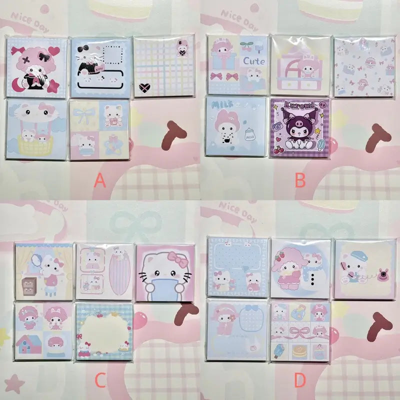 Sanrio Hello Kitty & Melody Memo Pad - 3.5 x 3.5 in, 50 sheets, 1 unit