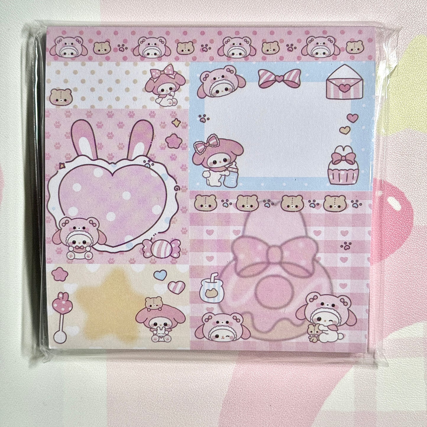 Kawaii Stationery Forest Diary Patchwork Memo Pad - 4 x 4 in, 50 sheets, 1 unit