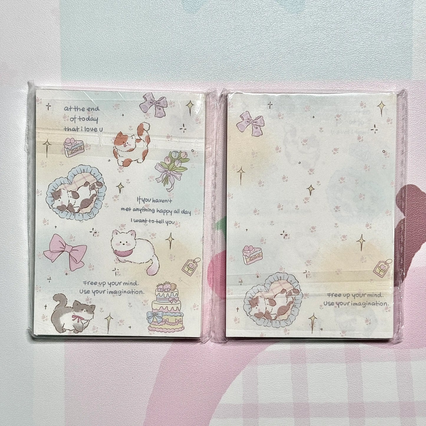Kawaii Stationery Cartoon Petite Joy Double Sided Memo Pad - 50 sheets, 1 unit