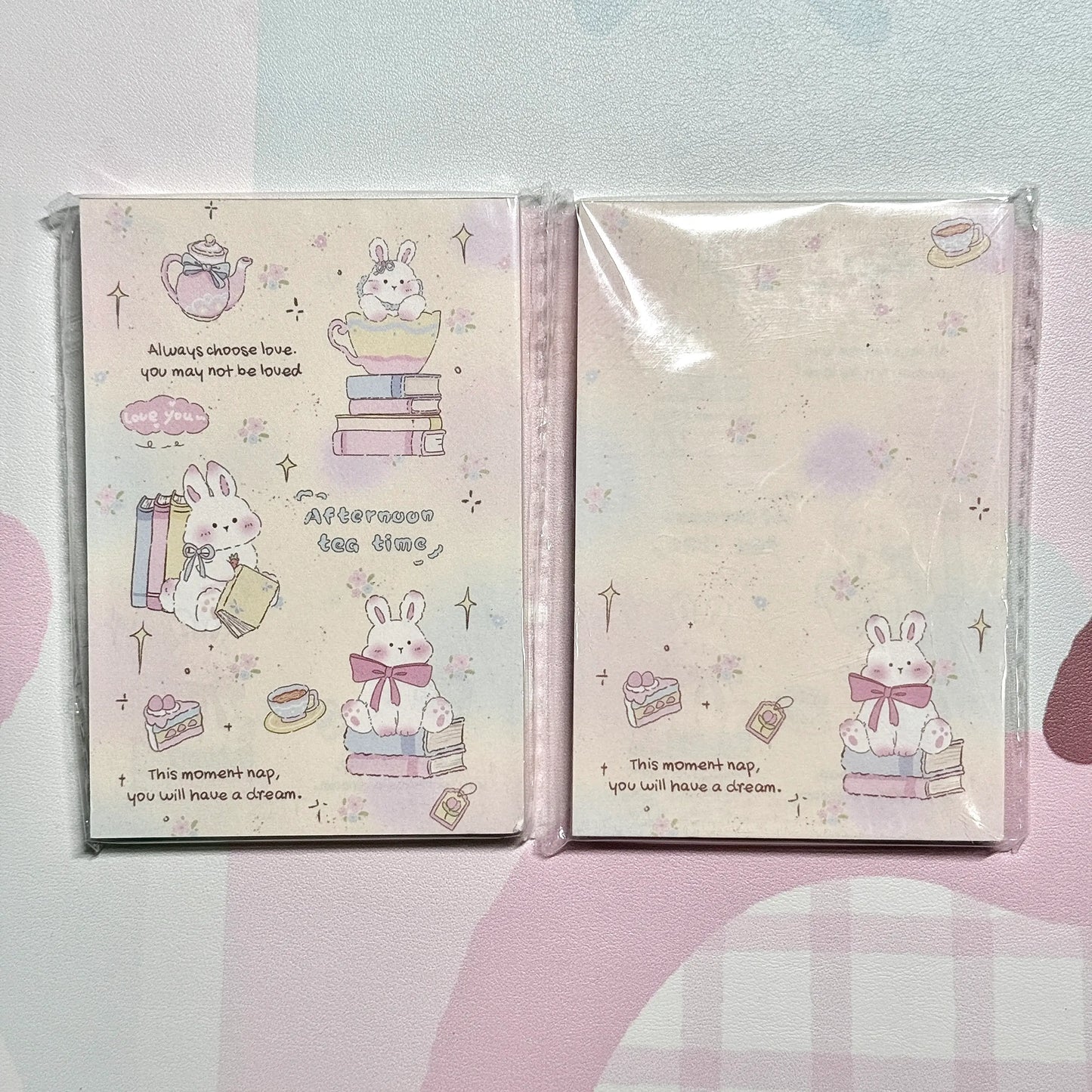 Kawaii Stationery Cartoon Petite Joy Double Sided Memo Pad - 50 sheets, 1 unit