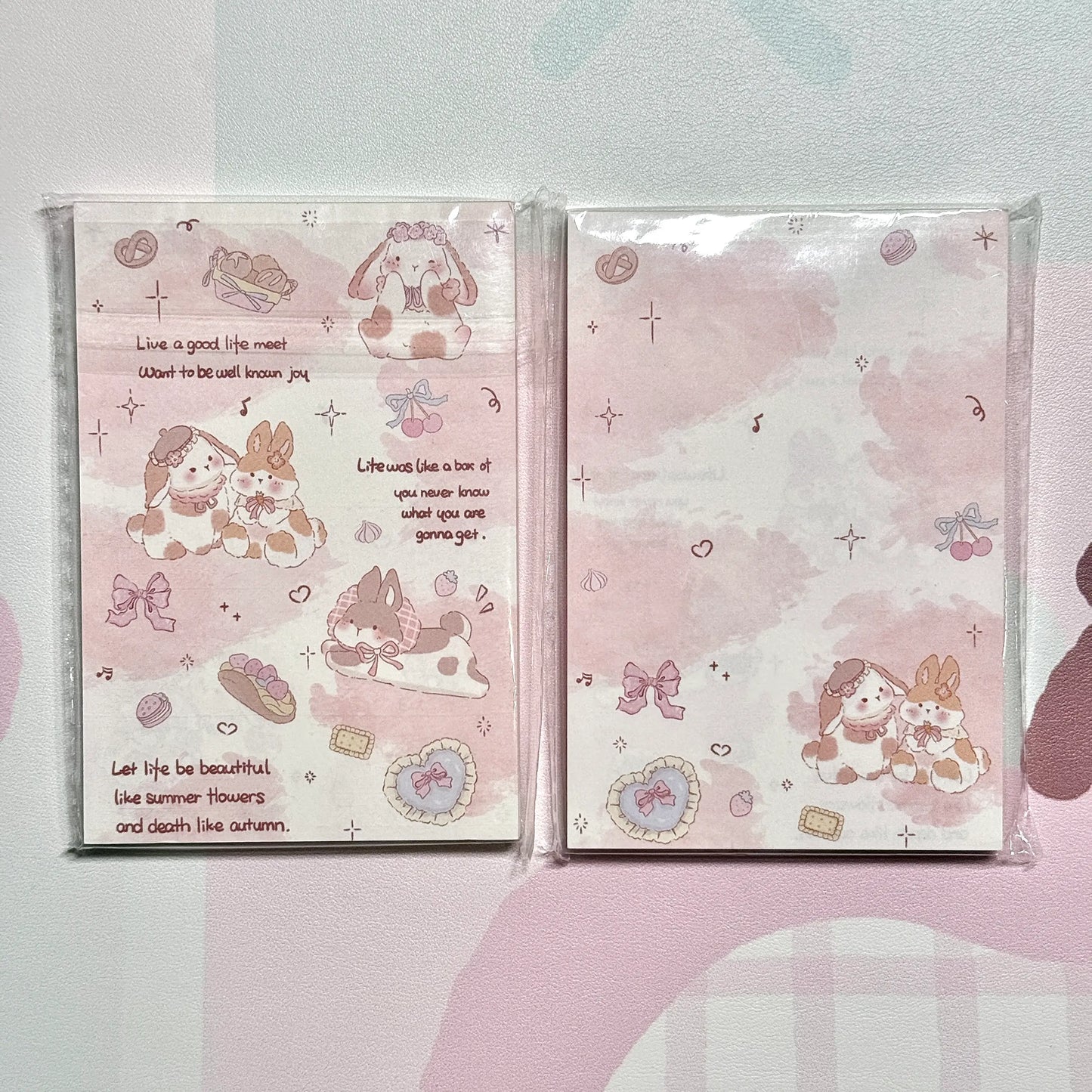 Kawaii Stationery Cartoon Petite Joy Double Sided Memo Pad - 50 sheets, 1 unit