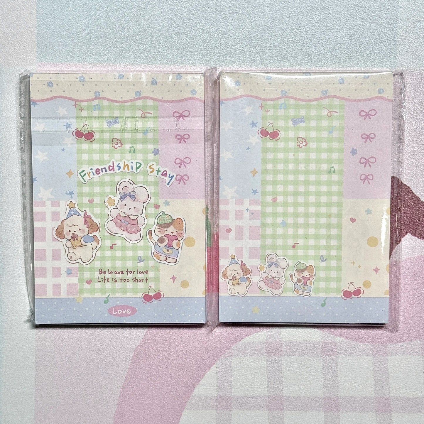 Kawaii Stationery Cartoon Petite Joy Double Sided Memo Pad - 50 sheets, 1 unit