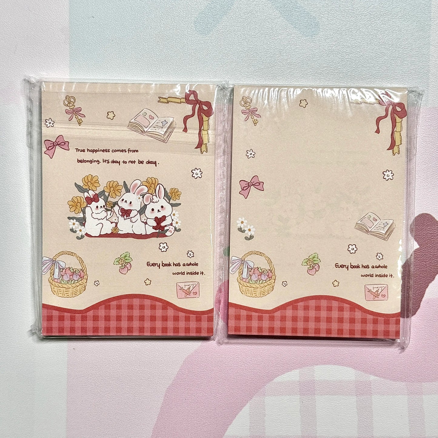 Kawaii Stationery Cartoon Petite Joy Double Sided Memo Pad - 50 sheets, 1 unit
