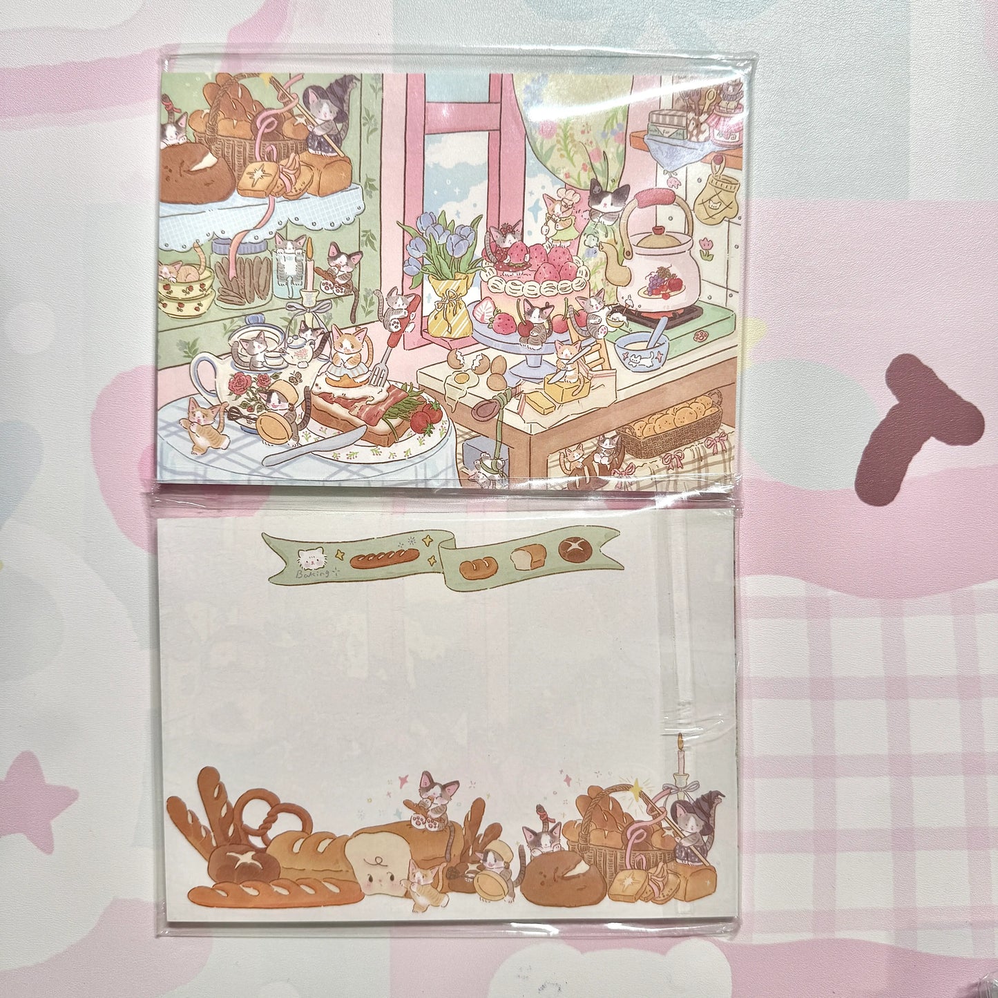 Kawaii Stationery B6 Cafe Meowtown Double Sided Notepad - 5 x 7 in, 30 sheets, 1 unit