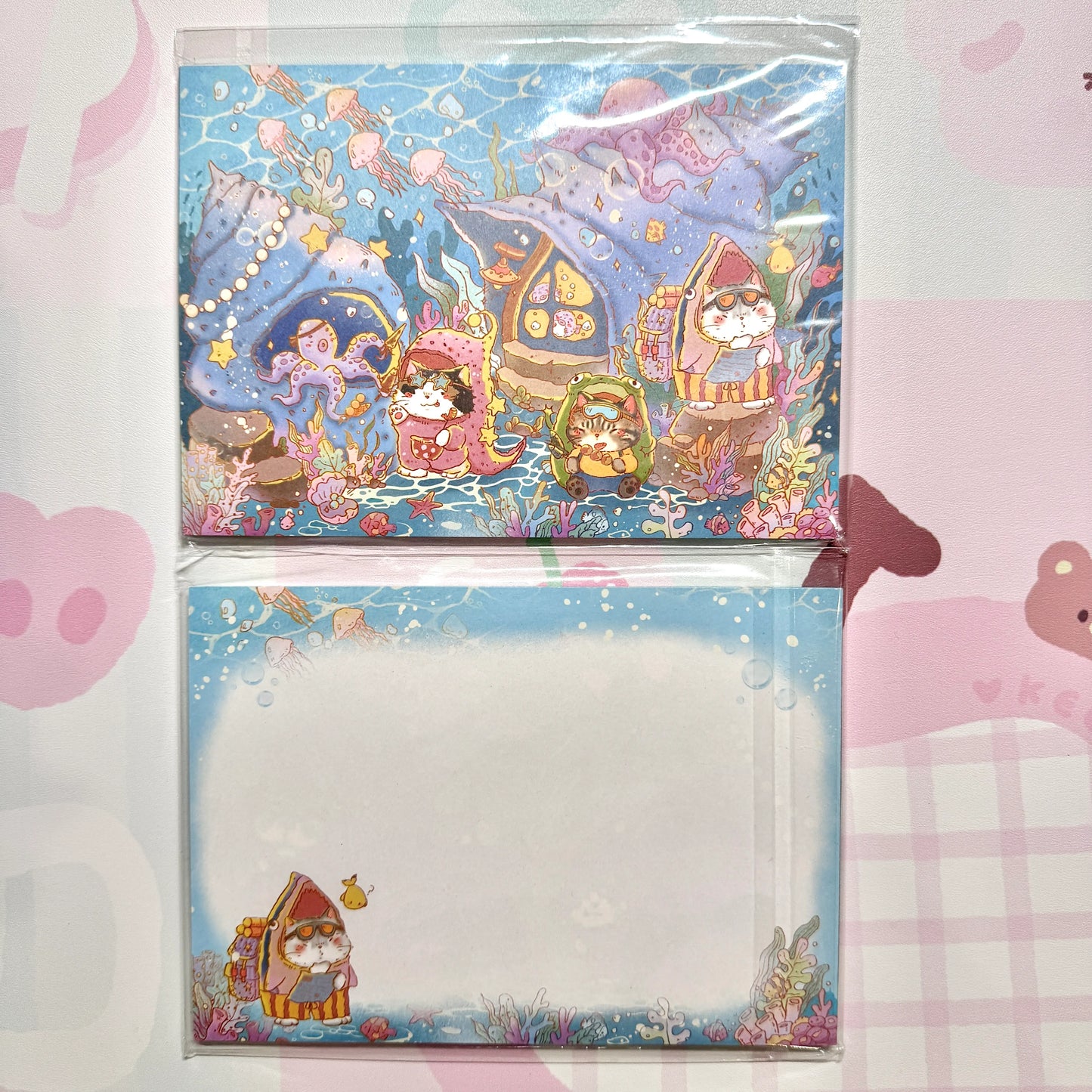 Kawaii Stationery B6 Cafe Meowtown Double Sided Notepad - 5 x 7 in, 30 sheets, 1 unit