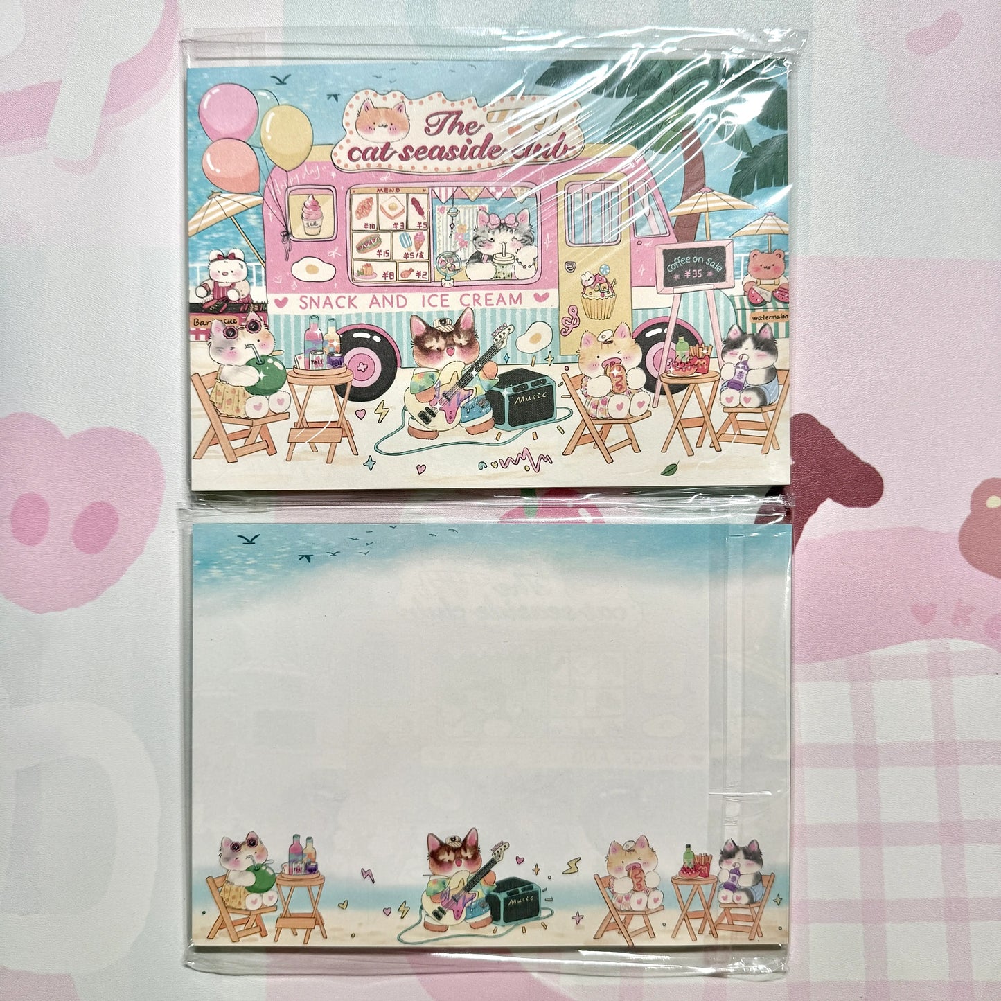 Kawaii Stationery B6 Cafe Meowtown Double Sided Notepad - 5 x 7 in, 30 sheets, 1 unit