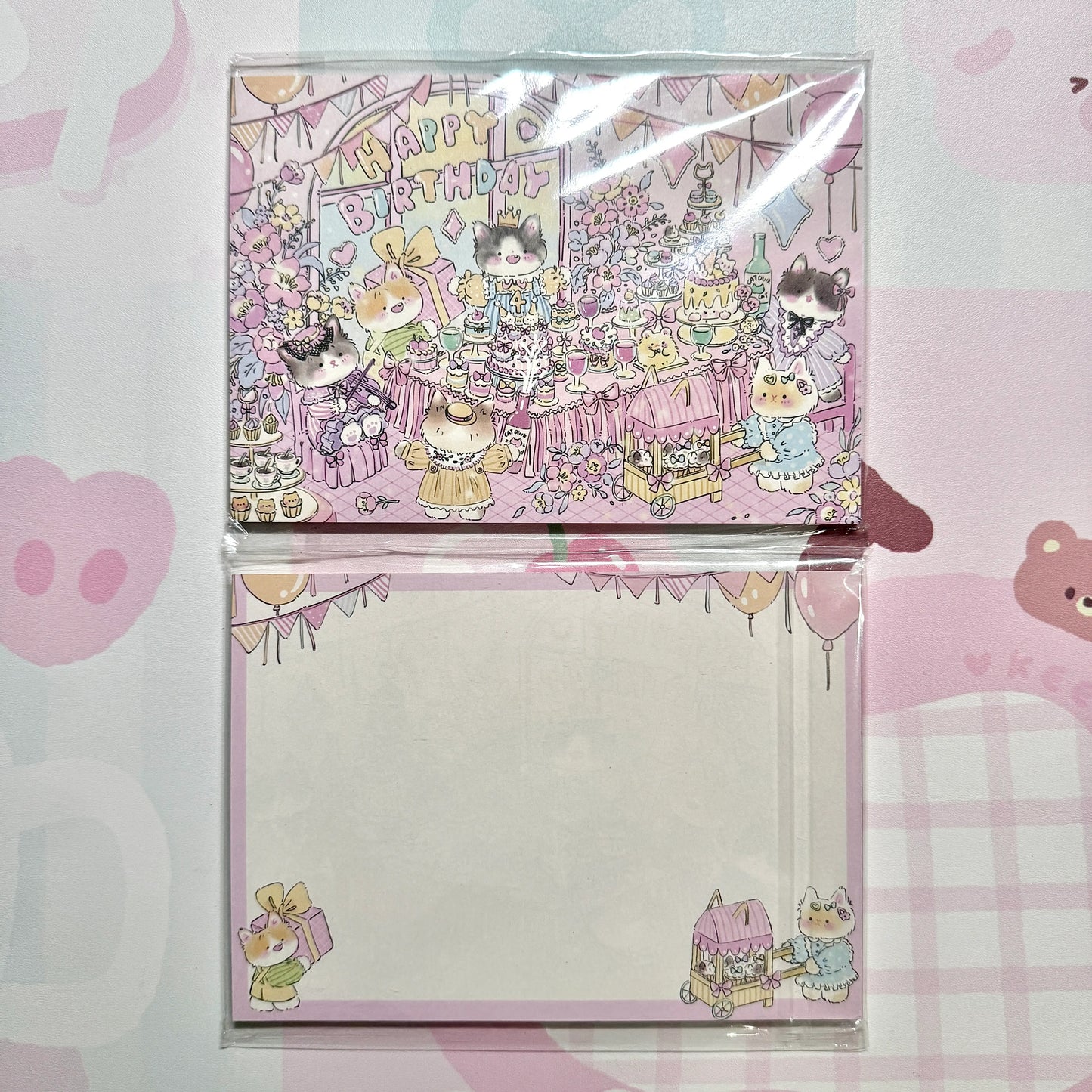 Kawaii Stationery B6 Cafe Meowtown Double Sided Notepad - 5 x 7 in, 30 sheets, 1 unit