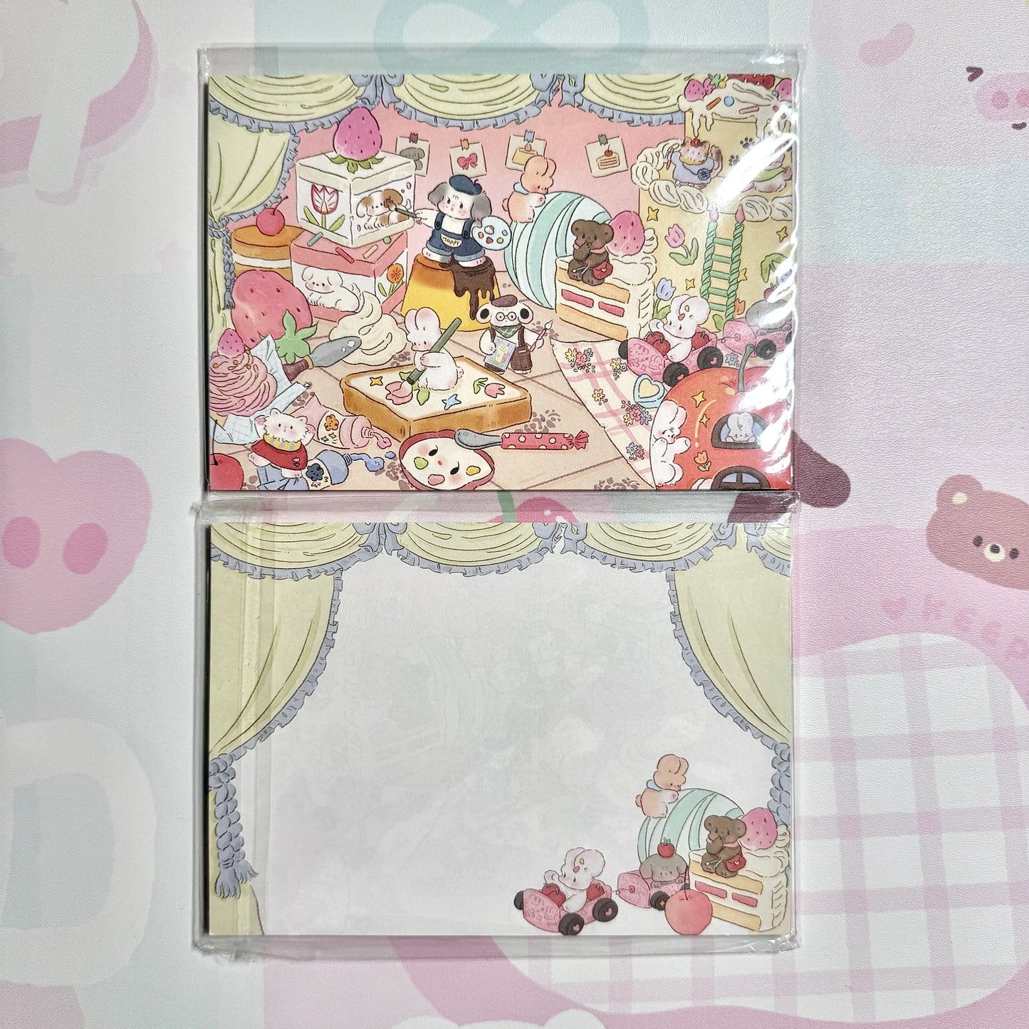 Kawaii Stationery B6 Cafe Meowtown Double Sided Notepad - 5 x 7 in, 30 sheets, 1 unit