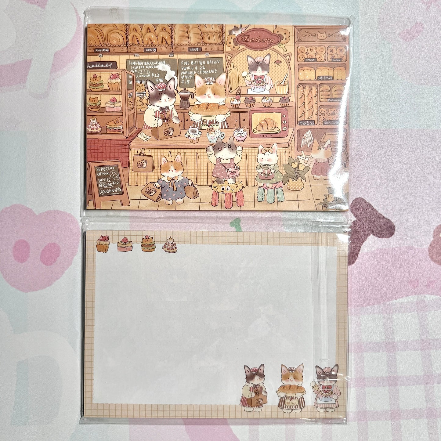 Kawaii Stationery B6 Cafe Meowtown Double Sided Notepad - 5 x 7 in, 30 sheets, 1 unit