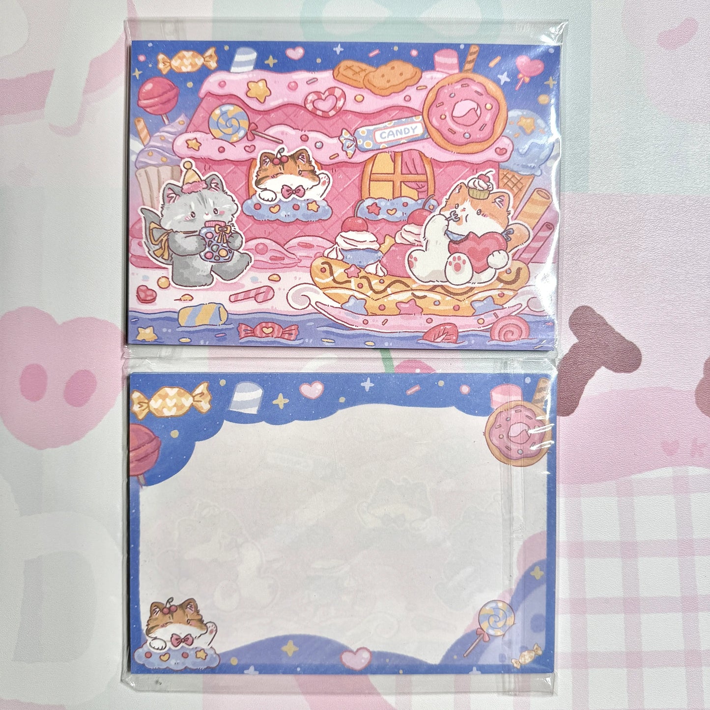 Kawaii Stationery B6 Cafe Meowtown Double Sided Notepad - 5 x 7 in, 30 sheets, 1 unit