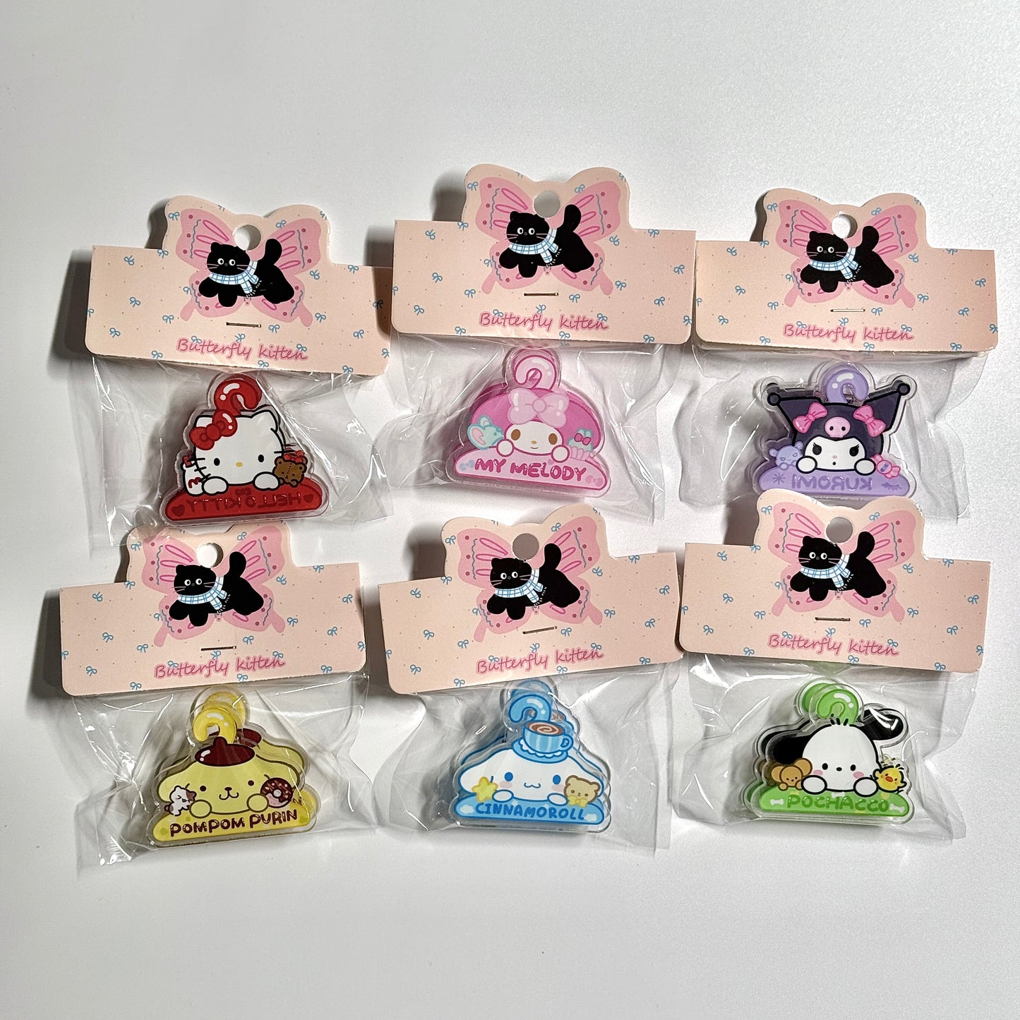 Cute Stationery Sanrio Hanger Acrylic Journal Clips Paper Clips Decorative Bookmark Binder Clips Memo Clips