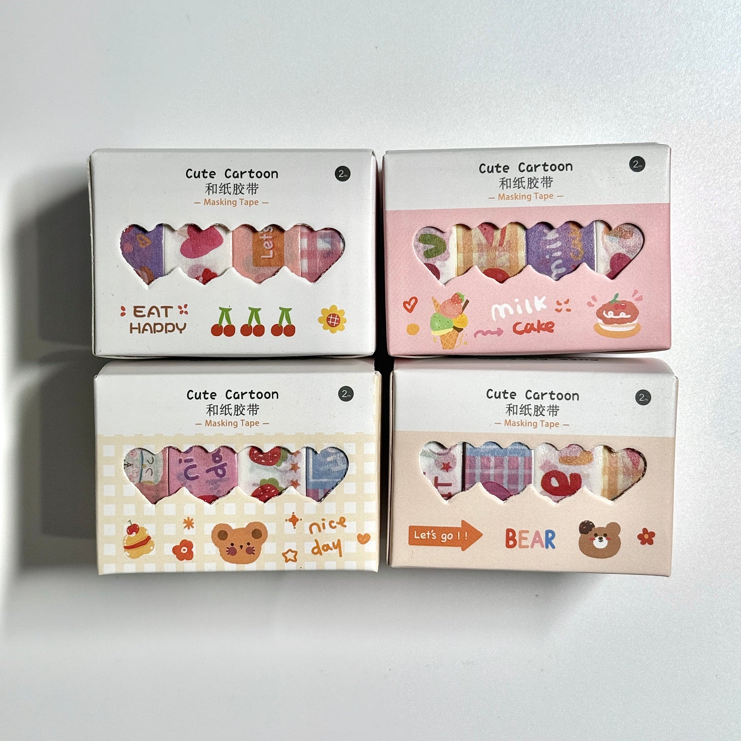 Cute Cartoon 4 Rolls Washi Tape Set for Journaling