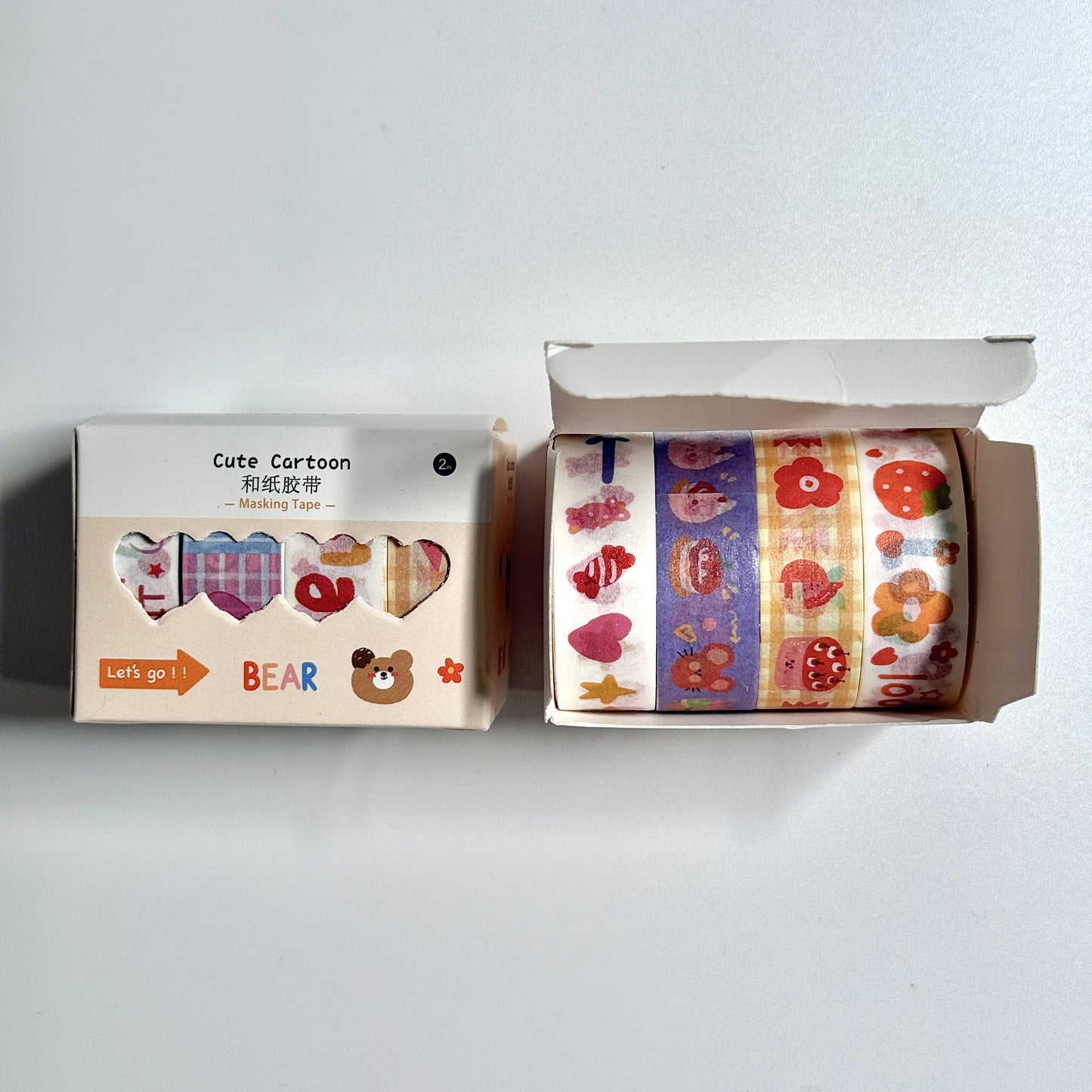 Cute Cartoon 4 Rolls Washi Tape Set for Journaling