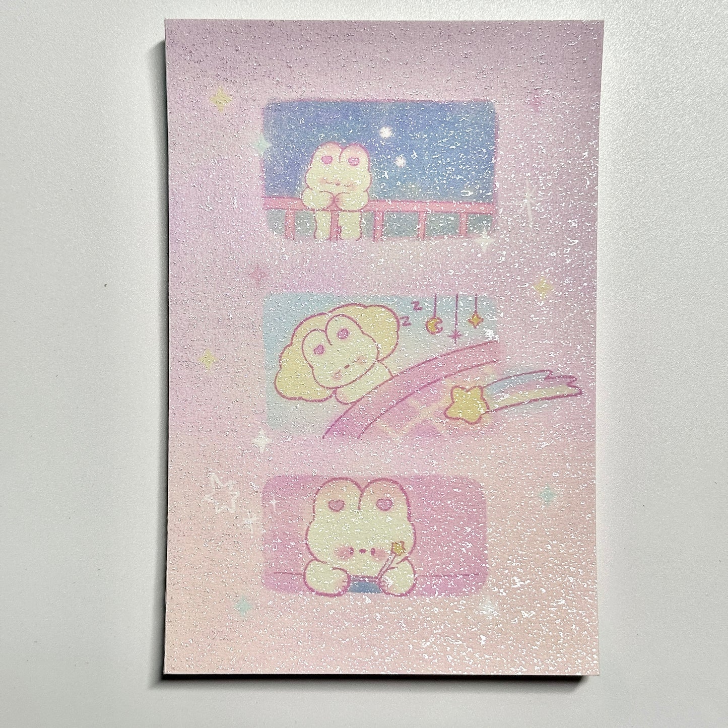 Cute Aesthetic Stationery A7 Glitter Frosted Fluffy Bunny Memo Pad - 3.2 x 4.7 in, 30 sheets, 1 unit