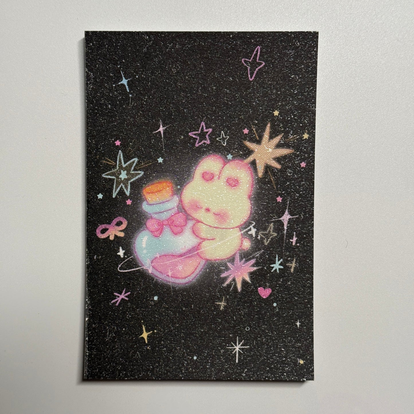 Cute Aesthetic Stationery A7 Glitter Frosted Fluffy Bunny Memo Pad - 3.2 x 4.7 in, 30 sheets, 1 unit