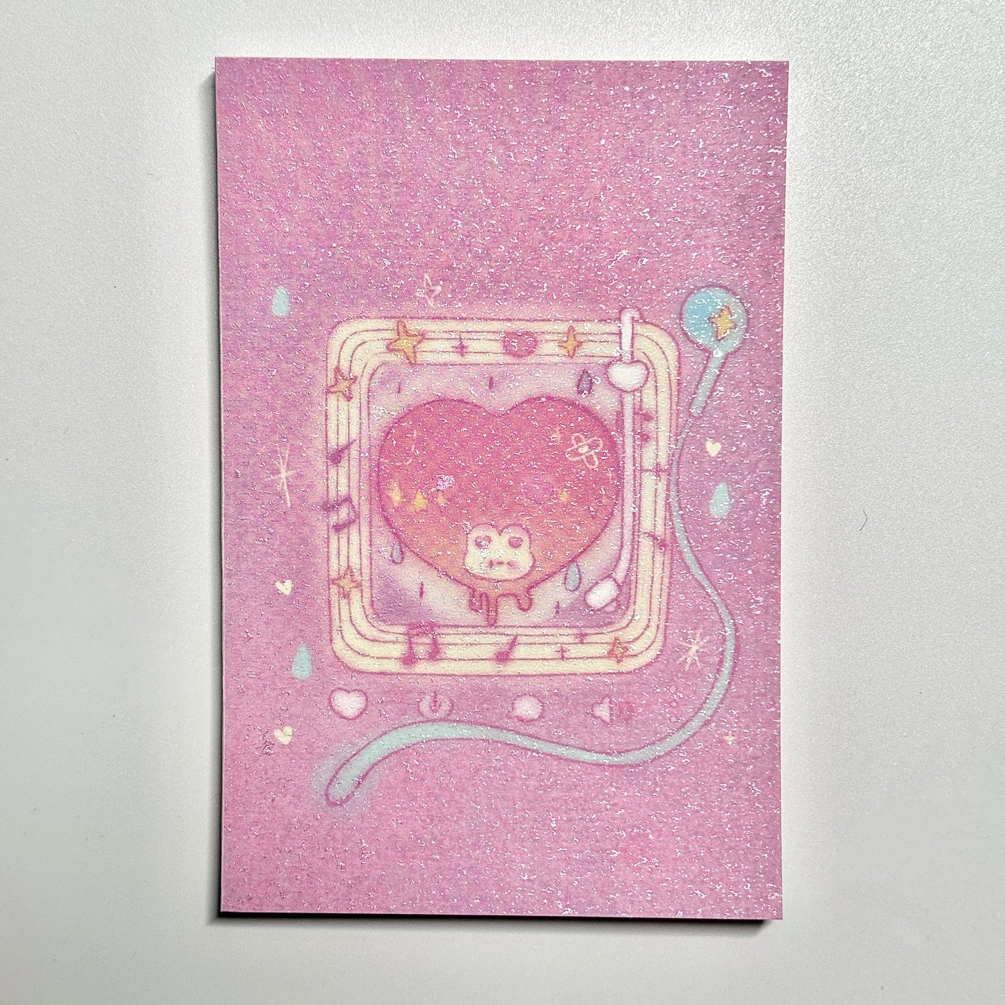 Cute Aesthetic Stationery A7 Glitter Frosted Fluffy Bunny Memo Pad - 3.2 x 4.7 in, 30 sheets, 1 unit