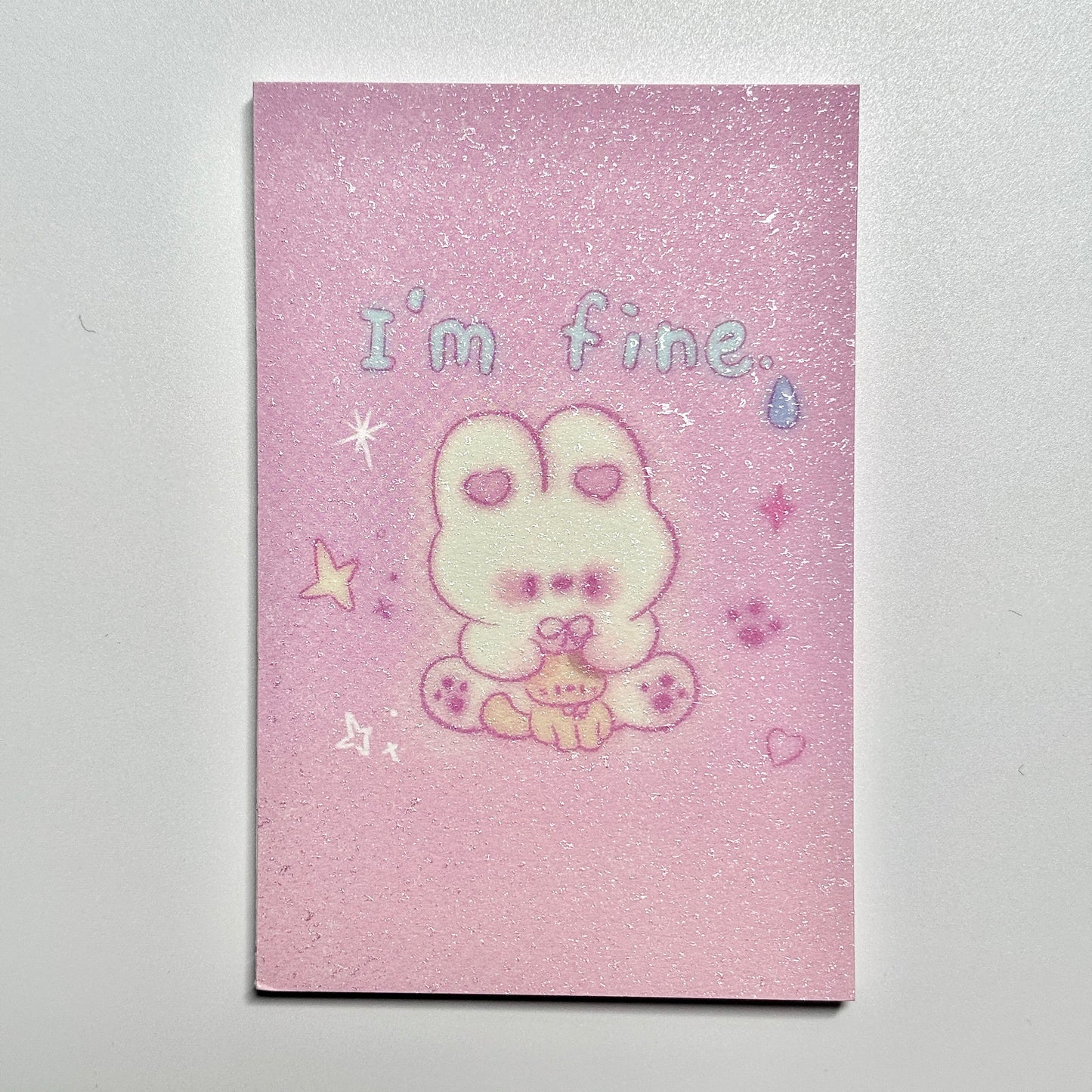 Cute Aesthetic Stationery A7 Glitter Frosted Fluffy Bunny Memo Pad - 3.2 x 4.7 in, 30 sheets, 1 unit