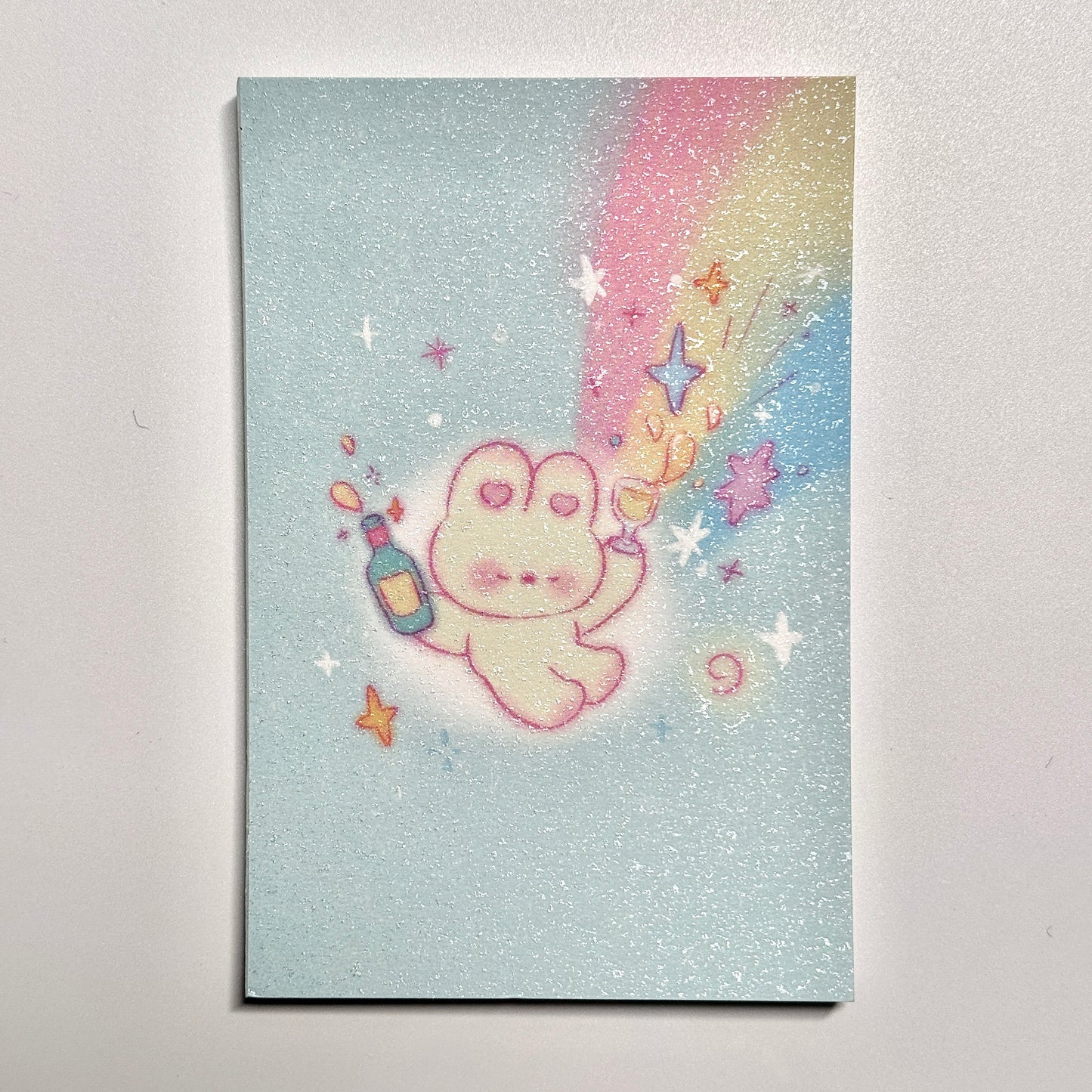 Cute Aesthetic Stationery A7 Glitter Frosted Fluffy Bunny Memo Pad - 3.2 x 4.7 in, 30 sheets, 1 unit