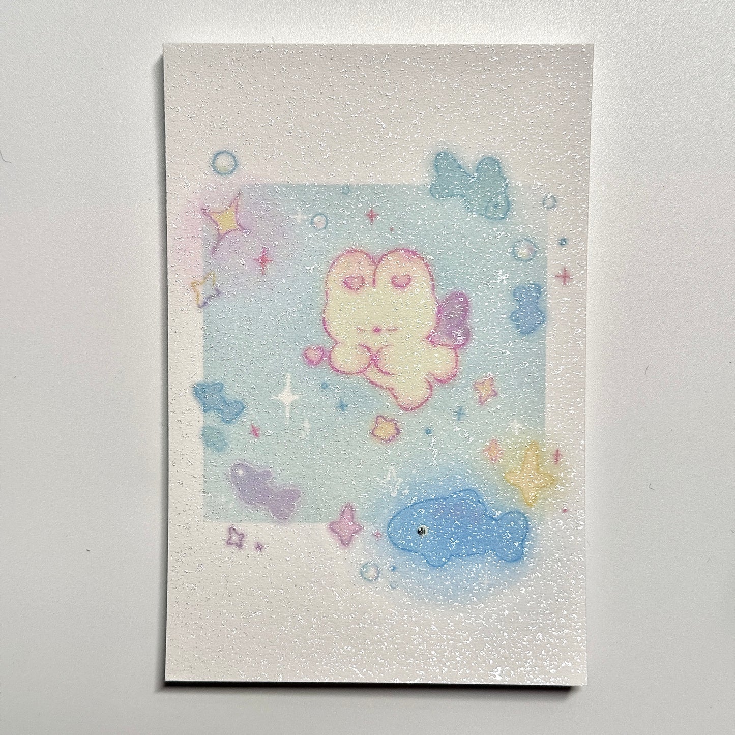 Cute Aesthetic Stationery A7 Glitter Frosted Fluffy Bunny Memo Pad - 3.2 x 4.7 in, 30 sheets, 1 unit