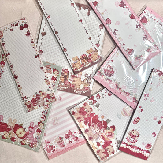 Cute Cartoon Strawberry Afternoon Tea B5 & Half Double Sided Notepad - 7 x10 in, 1 Unit