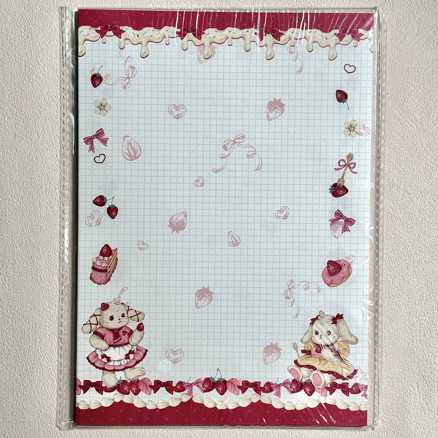 Cute Cartoon Strawberry Afternoon Tea B5 & Half Double Sided Notepad - 7 x10 in, 1 Unit