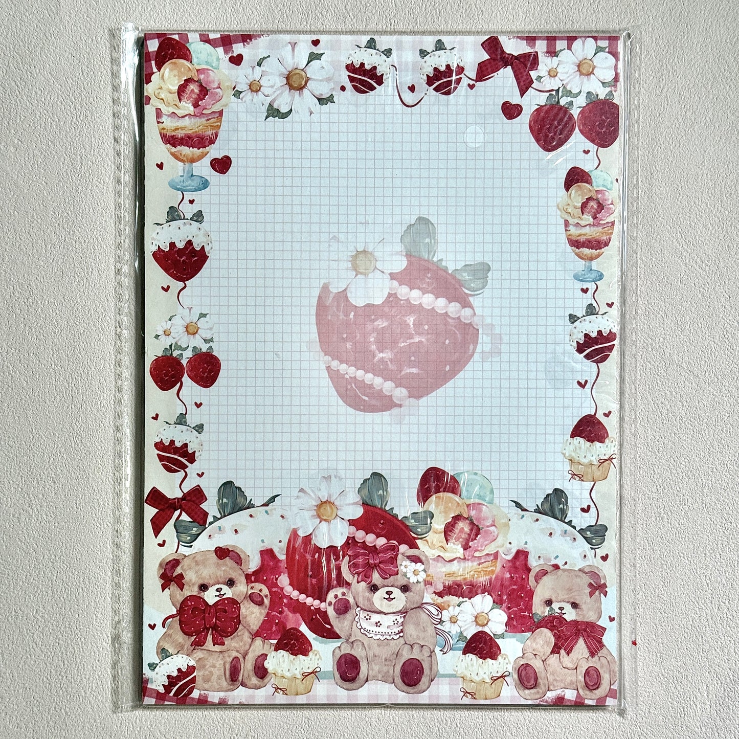 Cute Cartoon Strawberry Afternoon Tea B5 & Half Double Sided Notepad - 7 x10 in, 1 Unit